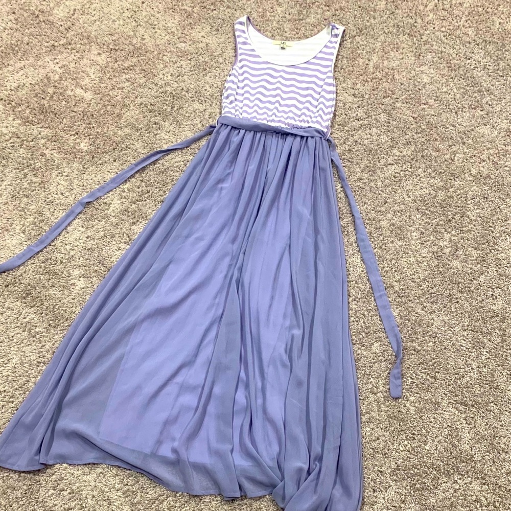Purple and white maxi dress